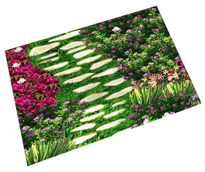 Productafbeelding van 3D Deurmat met Bloemenpatroon, Antislip, 80x200cm