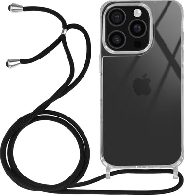 Produktbild von Avizar, Schutzhülle für iPhone 16 Pro Max Silikon Bumper Ecken 70cm Kette, Transparent