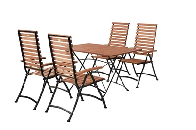 Produktbild von Merxx Gartenmöbelset Schlossgarten 5tlg., 4 Klappsessel, 1 Klapptisch 120 x 80 cm - Flachstahl/Eukalyptus