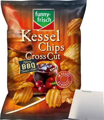Produktbild von funny-frisch Cross Cut Chips Kartoffelchips Spicy BBQ Sauce Style 120g Tüte + usy Block