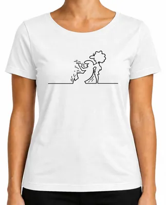 Produktbild von La Linea Balum Strichmaennchen Osvaldo Cartoon Retro Cavandoli Damen T-Shirt, Weiß, XL