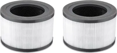 Two cylindrical air filters are shown side-by-side against a white background.