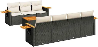 Produktbild von vidaXL 8-tlg. Garten-Sofagarnitur mit Kissen Schwarz Poly Rattan