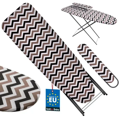 Produktbild von KOTARBAU® Bügelbrett Bügeltisch Verstellbares Bügelbrett 118 x 36 cm mit Ärmelbrett Bügeleisenhalter Schutzhülle Zickzackmuster