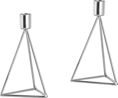 Produktbild von ECHTWERK 2-teiliges Teelicht-/ Kerzenhalter Set "Modern Small", Silber-Edition, 9,5 x 9,5 x 16,5 cm