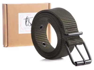 Produktbild von Sergej Fiber - Robuster Hosen Herren-Gürtel Gürtel mit klassischer Metallschnalle Nylon Arbeitshosengürtel Grün