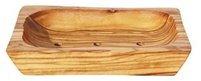 Handgefertigte Seifenschale aus Olivenholz - Viereckig 11 cm - Badezimmerdekoration