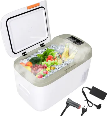 Obrázek produktu pro Puluomis kompresorový chladicí box 25L elektrický kempinkový 12V 230V, mrazicí box přenosný, kombinace chladnička - mraznička do -20° C, zelený