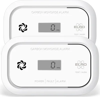 Image de lot de 2 détecteurs de monoxyde de carbone ELRO FC5003 avec capteur de 10 ans | Écran LCD & pile de 3 ans | Conforme à la norme européenne EN50291