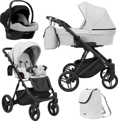 Produktbild von Kinderwagen LAZZIO Sportwagen Babywagen Babyschale Komplettset Kinder Wagen Autositz Set 3 in 1 (LAZ-09, Rahmenfarbe: Schwarz)