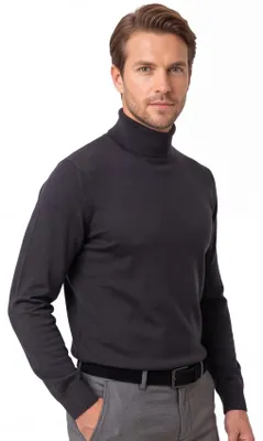 Obrázek produktu pro Maerz svetr s rolákem z černé merino vlny
