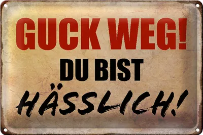 Produktbild von Blechschild Spruch 30x20cm quck weg du bist hässlich Retro