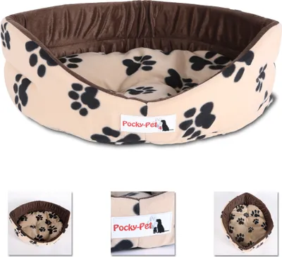 Produktbild von Katzenbett Hundebett Plüsch 54x46cm Beige-Braun Katzenkissen Hundekissen