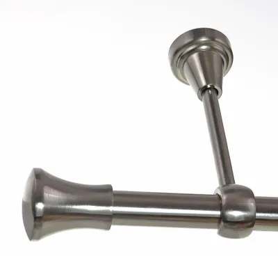 Produktbild von Gardinenstange Set Edelstahl Look Metall Ø 19mm zur Deckenbefestigung 1-lauf Knauf, Länge wählbar D18E62