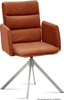 Produktbild von Armlehnstuhl drehbar (4er-Set) Dulsea 52x92x60 Edelstahl/Cognac