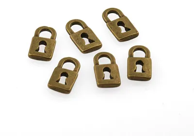 Produktbild von Vintageparts Anhänger Schloss Metalllegierung antik Bronze Vintage 14 mm, 10 Stück