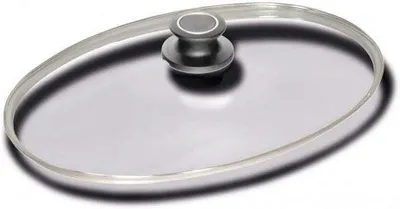 Produktbild von Famanu Ovaler Glasdeckel Ofenfest mit Knopf für Fischpfanne 41x27 cm