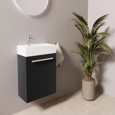 Produktbild von LOMAZOO Toilettenmöbel Schwarz Eichenholz - Wc Möbel - 40x22x60 - BOMBAY