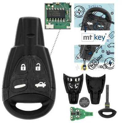 Produktbild von MT-KEY Funk Schlüssel WT47T 434MHZ Autoschlüssel kompatibel mit SAAB 9-3 II YS3F 2002-2011 433MHZ Smartkey Fernbedienung