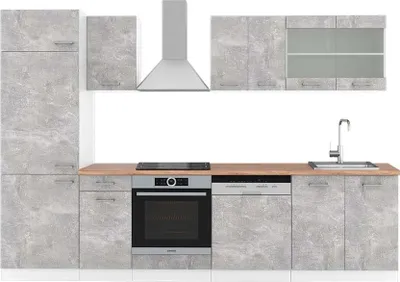 Produktbild von Küchenzeile Vicco R-Line Beton/Weiß 300 cm , AP Eiche, Model 42623