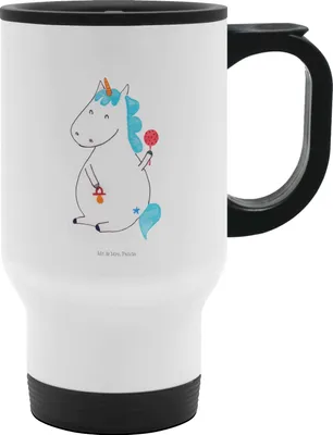 Produktbild von Mr. & Mrs. Panda Teebecher Einhorn Baby - Weiß - Geschenk, Geburtstag, Thermobecher To Go, thermosbecher, To-Go-Becher, Mutter, Unicorn, Eltern, Geburt