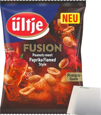 Produktbild von ültje Erdnüsse Fusion Paprika Flamed Style (150g Beutel) + usy Block