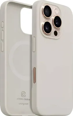 Produktbild von Crong, MagSafe-Silikonhülle iPhone 16 Pro, weich und stoßsicher, Beige