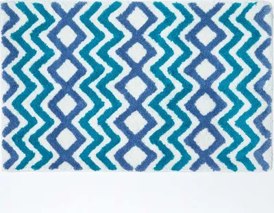 Obrázek produktu pro HOMESCAPES Chevron Protiskluzová podložka do vany 100% bavlna, modrá, tyrkysová, bílá