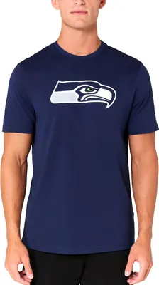Immagine prodotto di Maglietta Seattle Seahawks New Era, articolo ufficiale per tifosi, maglietta NFL blu navy in cotone con logo della squadra
