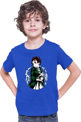 Produktbild von Kinder T-Shirt Demon Anime Slayer Kimetsu No Yaiba Tanjiro Kamado 013, 3-4 Jahr - 104 / Blau