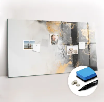 Produktbild von Magnetpinnwand Memoboard - Zubehörsatz - Schwarzer Marker + Schwamm + Magnete - 120 x 60 cm - Marmorkunst