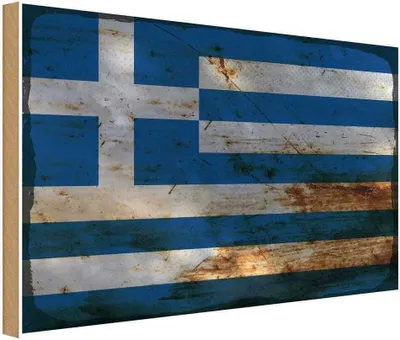 Produktbild von vianmo Holzschild 20x30 cm Griechenland GreeceRost Flagge Fahne Wappen