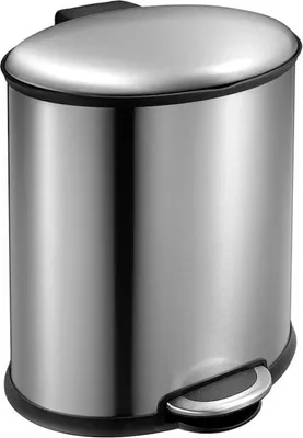 Produktbild von Ellipsenförmiger Treteimer aus gebürstetem Edelstahl | 20 Liter, HxBxT 44,8x32,5x35,6cm | Silber