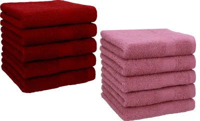 Produktbild von Betz 10 Stück Seiftücher 30x30 cm PREMIUM 100% Baumwolle Farbe: rubinrot und beere