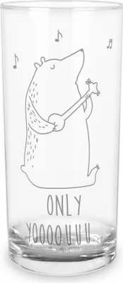 Produktbild von Mr. & Mrs. Panda Glas Bär Gitarre 400 ml - Transparent - Geschenk, Teddy, Longdrinkglas, Wasserglas, Cocktailglas, Trinkglas, Tumbler