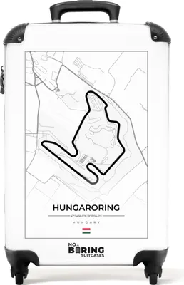 Produktbild von NoBoringSuitcases.com® Koffer Handgepäck Trolley Rollkoffer Kleine Reisekoffer mit 4 Rollen - F1 - Hungaroring - Rennstrecke - Weiß - Ungarn - Cabin Size < 55x40x23 cm & 55x40x20 cm - Fotokoffer - Kabinenkoffer - BoardgepäckHandgepäck Koffer 55x35x20 cm, 36L,