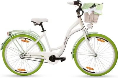 Produktbild von Goetze Style 26 Zoll City Bike, 43 cm Rahmen, 3-Gang Shimano Nexus, Rücktrittbremse & V-Bremse, LED-Beleuchtung, Gepäckträger, Rattankorb mit Bezug