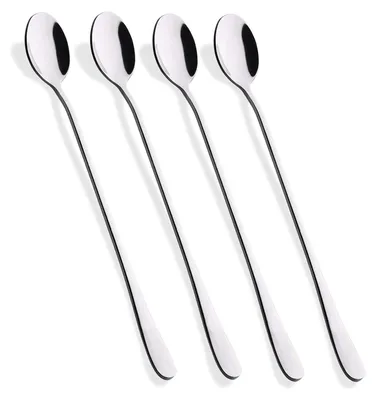 Produktbild von Eistee-Löffel mit langem Griff, Kaffeelöffel, Eiscremelöffel, Cocktail-Rührlöffel aus Edelstahl, 4er-Set