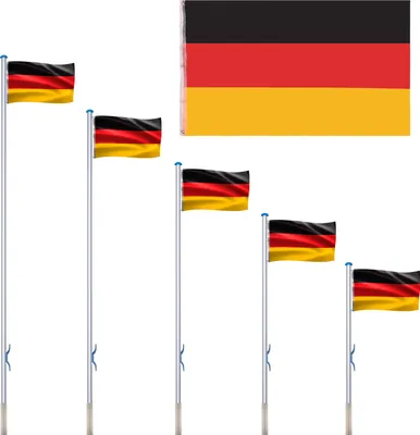 Produktbild von LZQ 650cm Fahnenmast inkl. Deutschland Fahne Flagge, Aluminium Flaggenmast Fahnenmasten