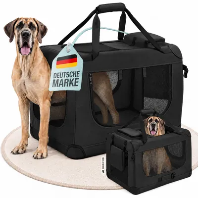 Produktbild von Faltbare Hundebox Schwarz Transporttasche Transportbox Hunde Auto Petigi, Größe:XXXXL (122 x 80 x 82 cm)