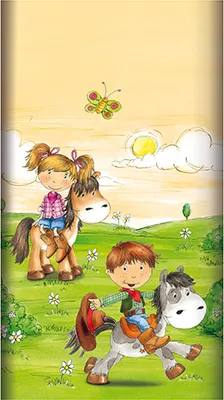 Produktbild von Tischdecke, Papier 120 cm x 180 cm "Pony Farm" lackiert