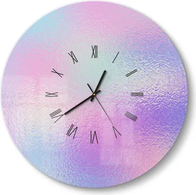Produktbild von DEQORI Glasuhr Ø50 cm Römisch 'Milchglas vor Pastell' Wanduhr Glas Uhr Design leise