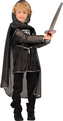 Produktbild von Ritter Kostüm "Dragonfighter" für Kinder | Schwarz Silber Größe: 98/104