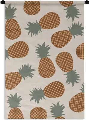 Produktbild von MuchoWow® Wandteppich Wandbehang Obst - Pastell - Ananas 90x135 cm Tapisserie Dekoration Wandtuch - Baumwolle - Wandskulptur