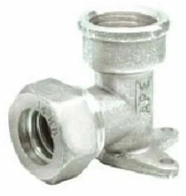 Produktbild von Ellenbogenanschluss für Damenverschraubung mit Messingflansch und O-Ring, 16x1/2