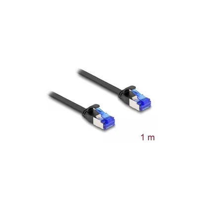 Produktbild von DeLOCK RJ45 Flachband Patchkabel Stecker zu Stecker Cat.6A flexibel 1 m schwarz, 1 m, Cat6a, U/FTP (STP), RJ-45, RJ-45, Schwarz