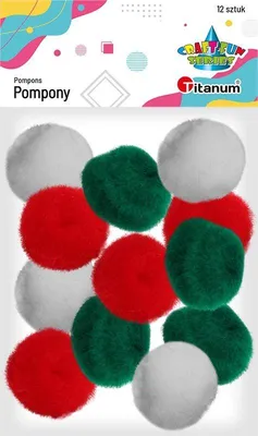Produktbild von Grün rot weiß Pompons 35 mm 12 Stück Titanum