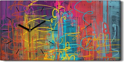 Produktbild von Leinwand Uhr Küche Wohnzimmer Bild 60x30 Ausdrucksstarke Malerei moderne Kunst - schwarze Hände
