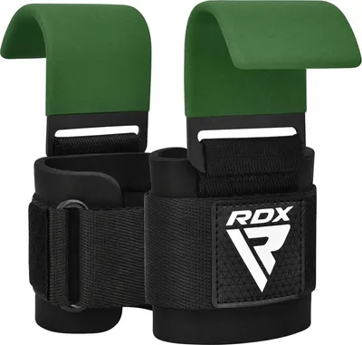 Produktbild von RDX Gewichtheberhaken-Gurte, Paar, rutschfester, gummibeschichteter Griff, 7 mm Neopren-gepolsterte Handgelenkbandage, Unterstützung für Powerlifting, Kreuzheben, Klimmzüge