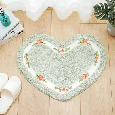 Image de Tapis de bain en forme de cœur, absorbant, 45 x 50 cm, antidérapant, pour salle de bain